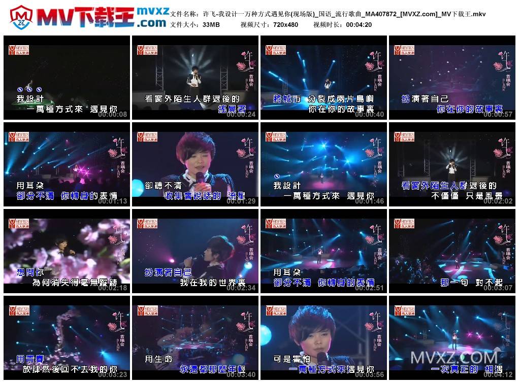 许飞-我设计一万种方式遇见你(现场版)_国语_流行歌曲_MA407872